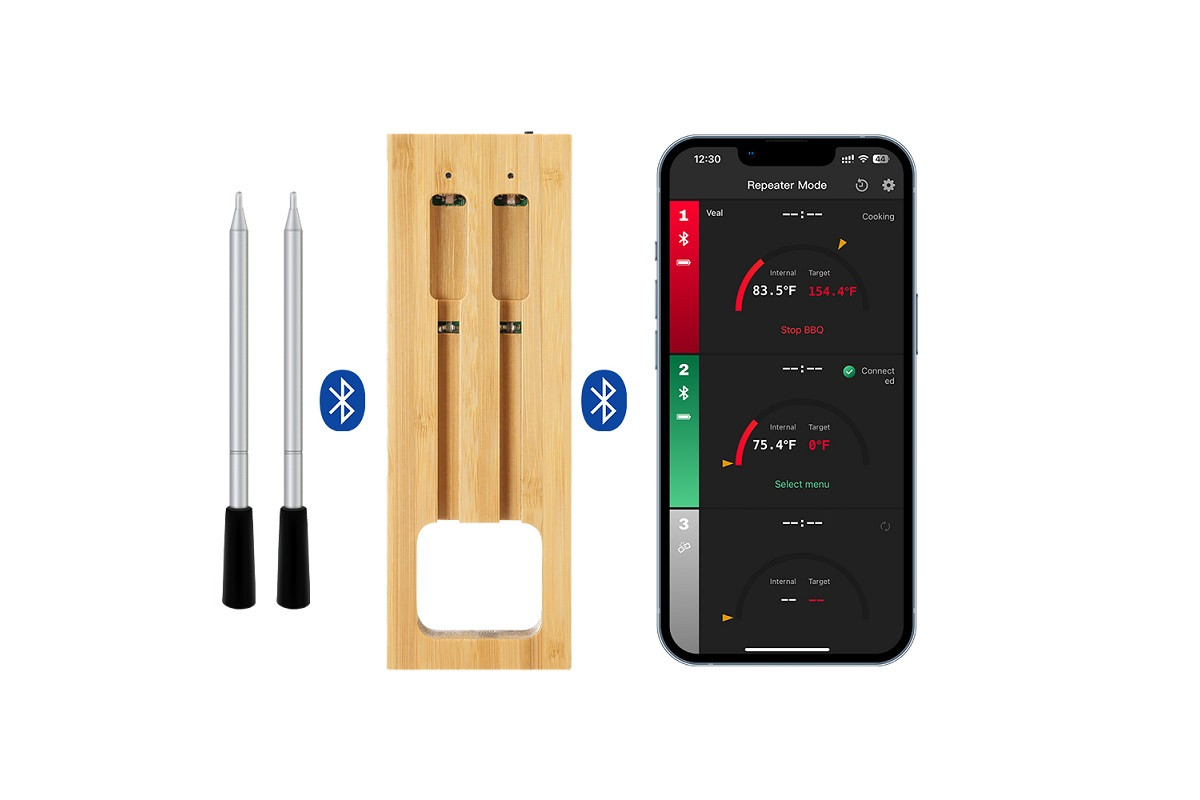 Smart Wireless BBQ Bluetooth Dual Probes Meat Thermometer